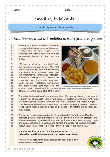 The Features Of An Article By Mushroomofjoy UK Teaching Resources TES