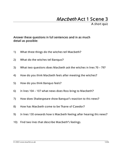 macbeth homework questions