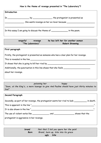 Essay guidance sheet for 'The Laboratory'