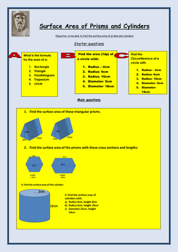 Surface Area of prisms and cylinders