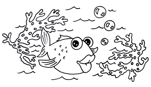 Summer - Seaside Fish Colouring Page