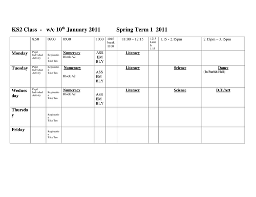 multiplication pdf blank table printable TIMETABLE Teaching emmer88beetle BLANK by Resources WEEK