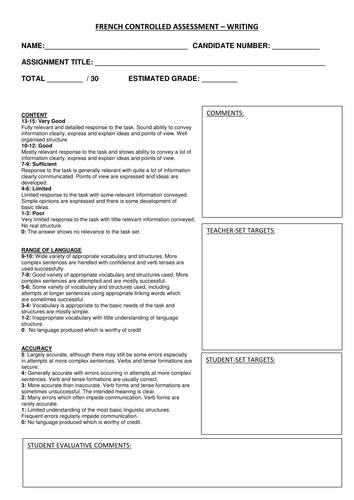 Feedback for AQA controlled assessments