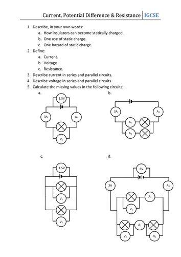 30 Current Voltage And Resistance Worksheet - Worksheet Database Source