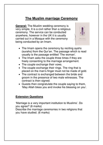Marriage ceremony by bootsieboyle - Teaching Resources - TES