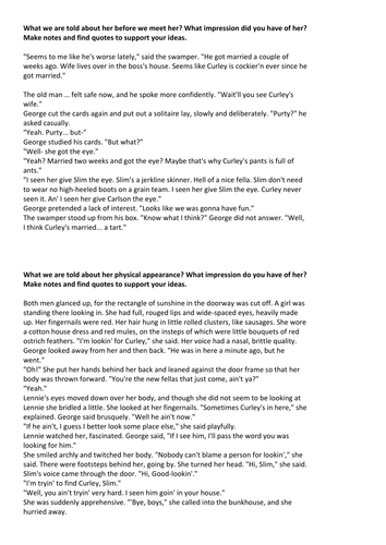 Of Mice and Men - Close Textual Analysis