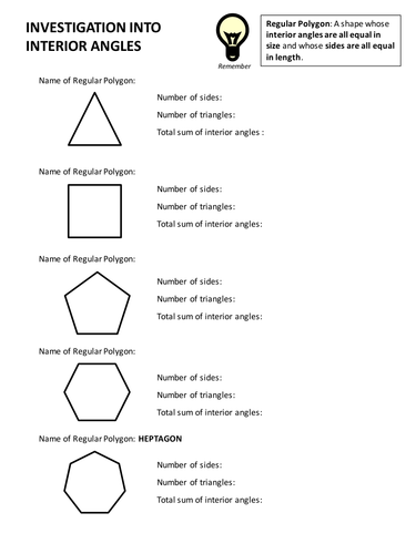 Ks3 Maths Investigation Into Interior Angles