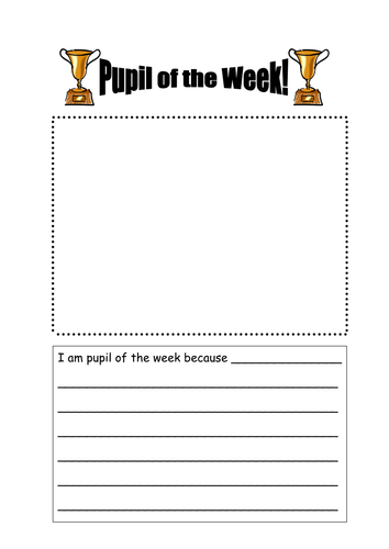 Pupil of the Week Classroom Reusable Poster/Sign