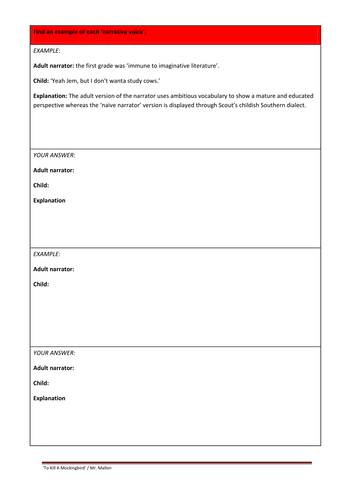 To Kill A Mockingbird :: Scheme of Work