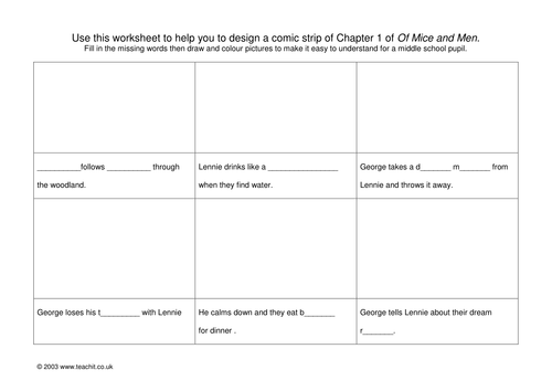 Of Mice and Men Section 1 Comice Strip