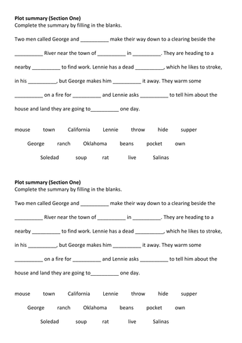 Of Mice and Men Plot Summary Section 1