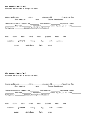 Of Mice and Men Plot summary Section 2