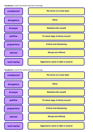 Of Mice and Men Vocabulary Section 2