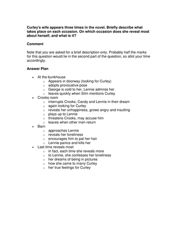 Of Mice and Men Curley's wife essay