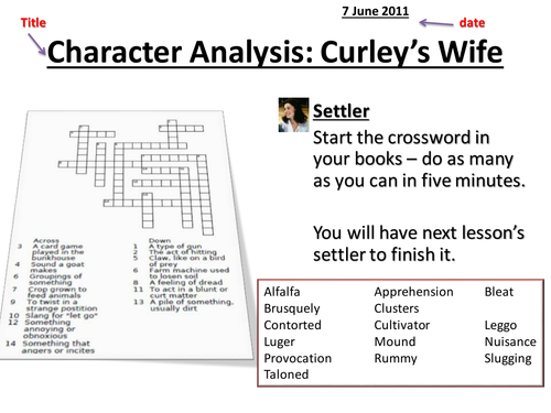 Of Mice and Men Curley's Wife Lesson Plan