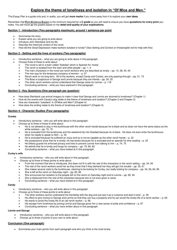 Of Mice and Men Explore the Theme of Loneliness Es