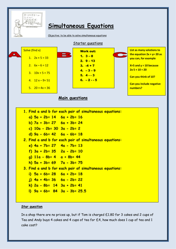 KS4 Maths Simultaneous equations worksheet