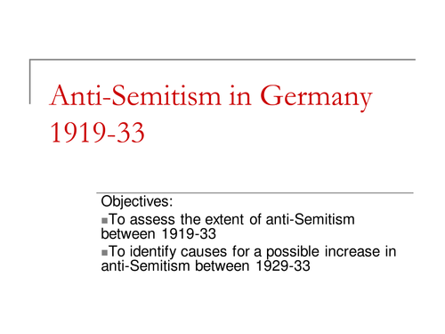 Anti-Semitism in Germany 1919-33