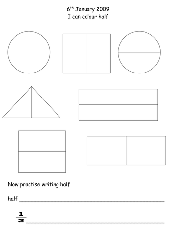 colour halves and quarters teaching resources