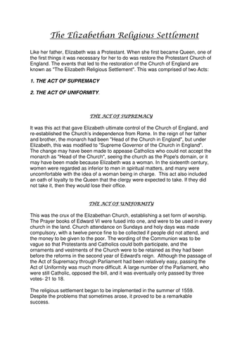 Enquiry: Elizabeth as a Strong Ruler