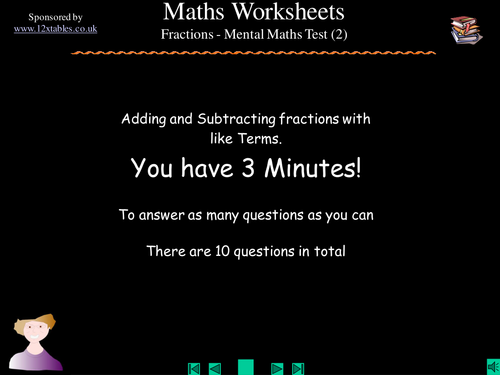 Adding subtracting fractions like terms test (2)