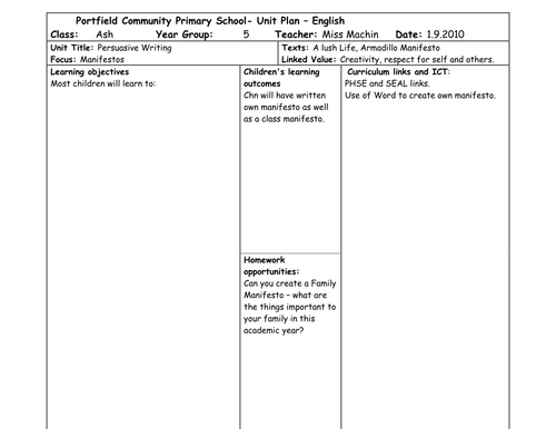 Make a class Manifesto (Class Rules)