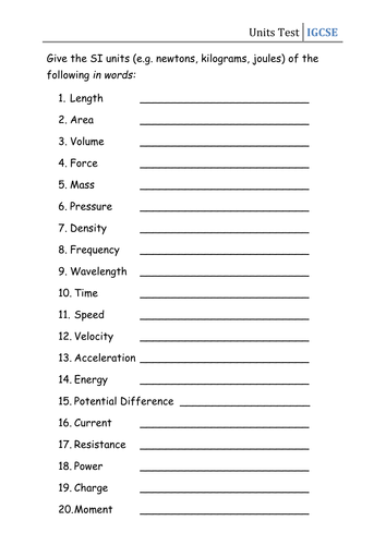 GCSE Physics Units Tests | Teaching Resources