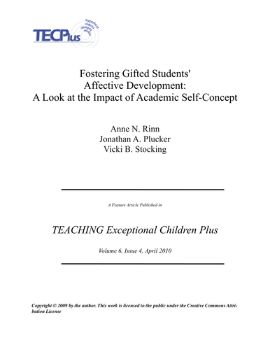 Fostering Gifted Student's Affective Development