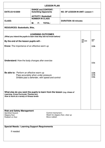 Basketball Lesson Plan Teaching Resources