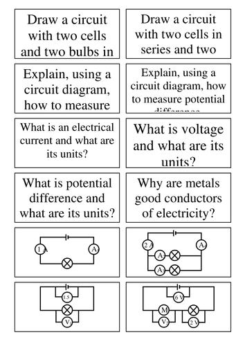 Electrical Circuits 'Quick on the Draw' Activity | Teaching Resources