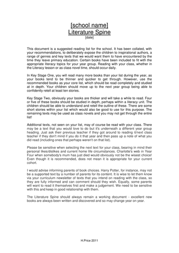 Literature Spine Policy