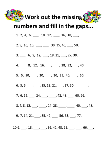 fill in the missing numbers activity | Teaching Resources