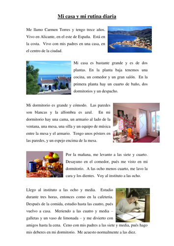 Daily routine & home - reading skills