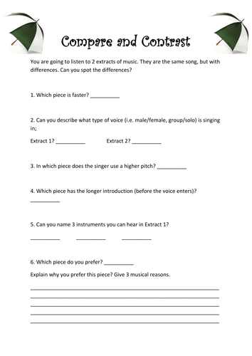 Compare & Contrast - Umbrella | Teaching Resources