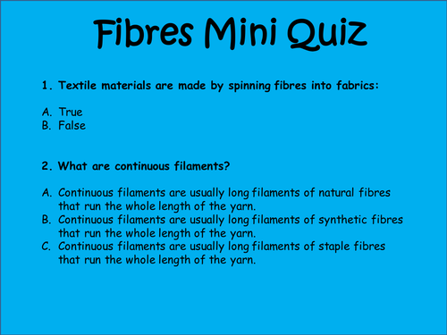 Fibres Mini Quiz