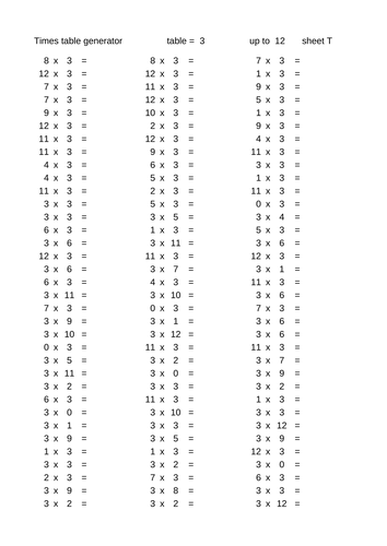 worksheet generator times tables | Teaching Resources