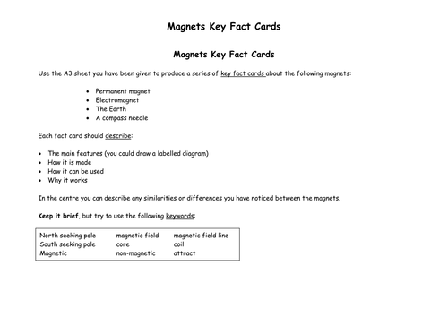 Magnets and electromagnets AFL task