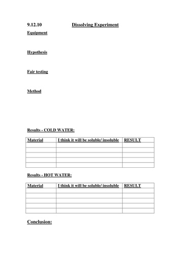 Dissolving Experiment