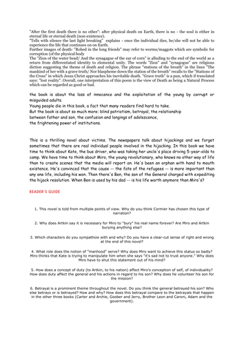 Notes - After the First Death There Is No Other Po