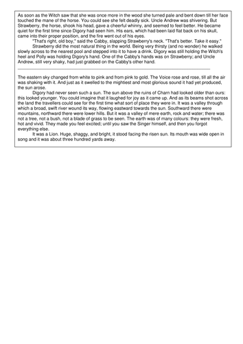 Two extracts from the Magician's Nephew