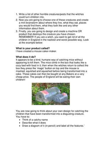 The Witches- make a machine based on the