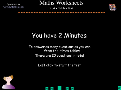 2 and 4  times tables test