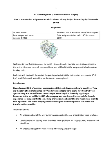 Edecel Unit 3 Surgery homework project