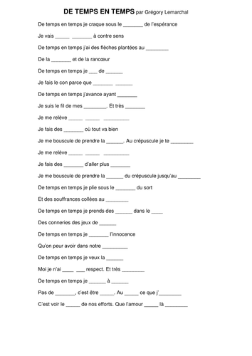 French song: de temps en temps