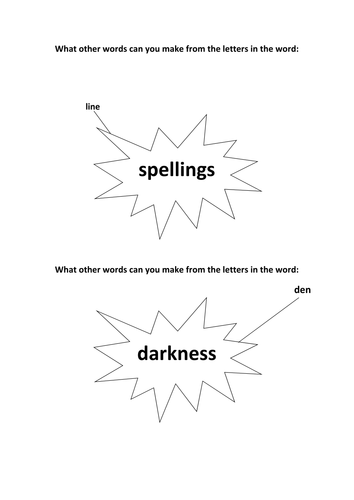 Make new words from the following 2 teaching resources
