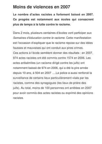 Article on Semaine d’éducation contre le racisme
