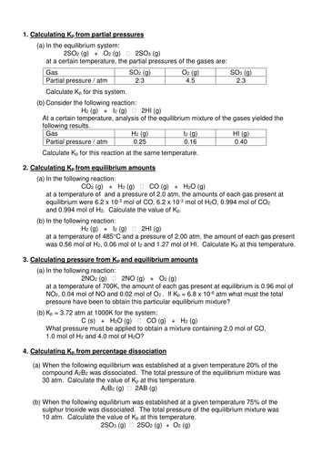 Revision sheet on calculating Kp