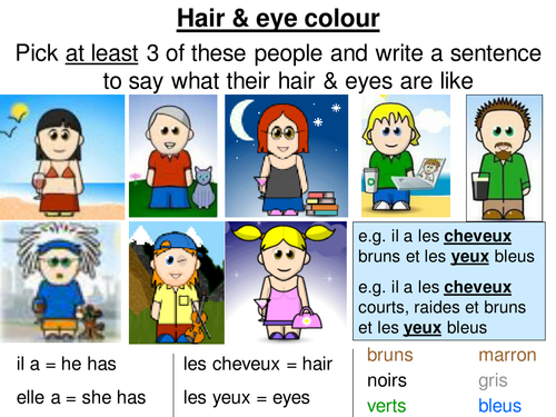 Describing hair & eyes - reorder sentences + game | Teaching Resources