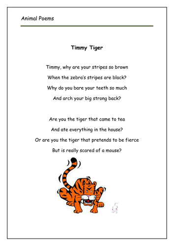 👍 Tiger tiger poem. Nonsense Verse for Kids ~ Tiger Tiger. 2019-01-20