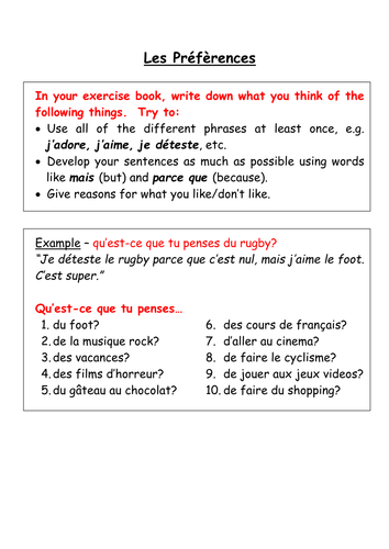 Simple opinions practice - writing or speaking